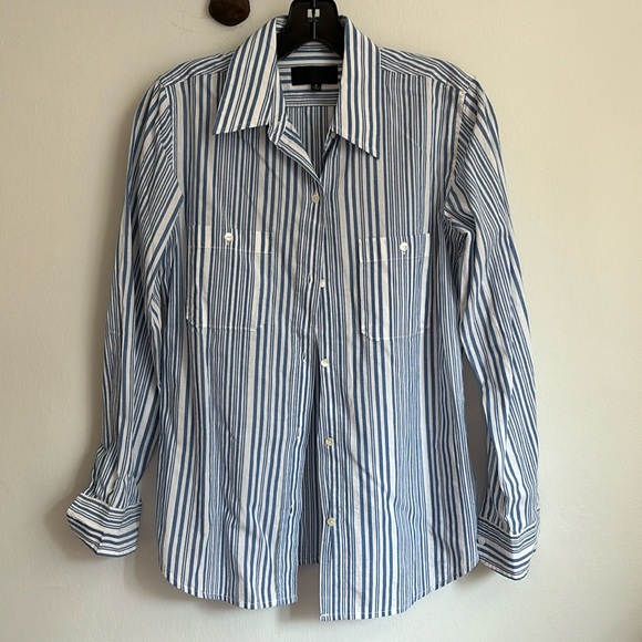 NWOT-Nili Lotan striped cotton blouse - Picture 2 of 9